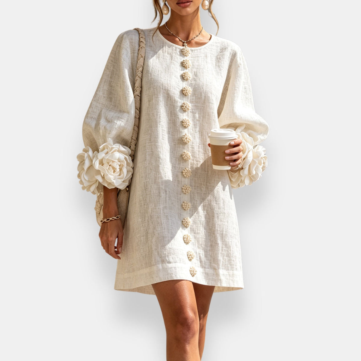 Mariela | Elegante vestido floral con relieve texturizado