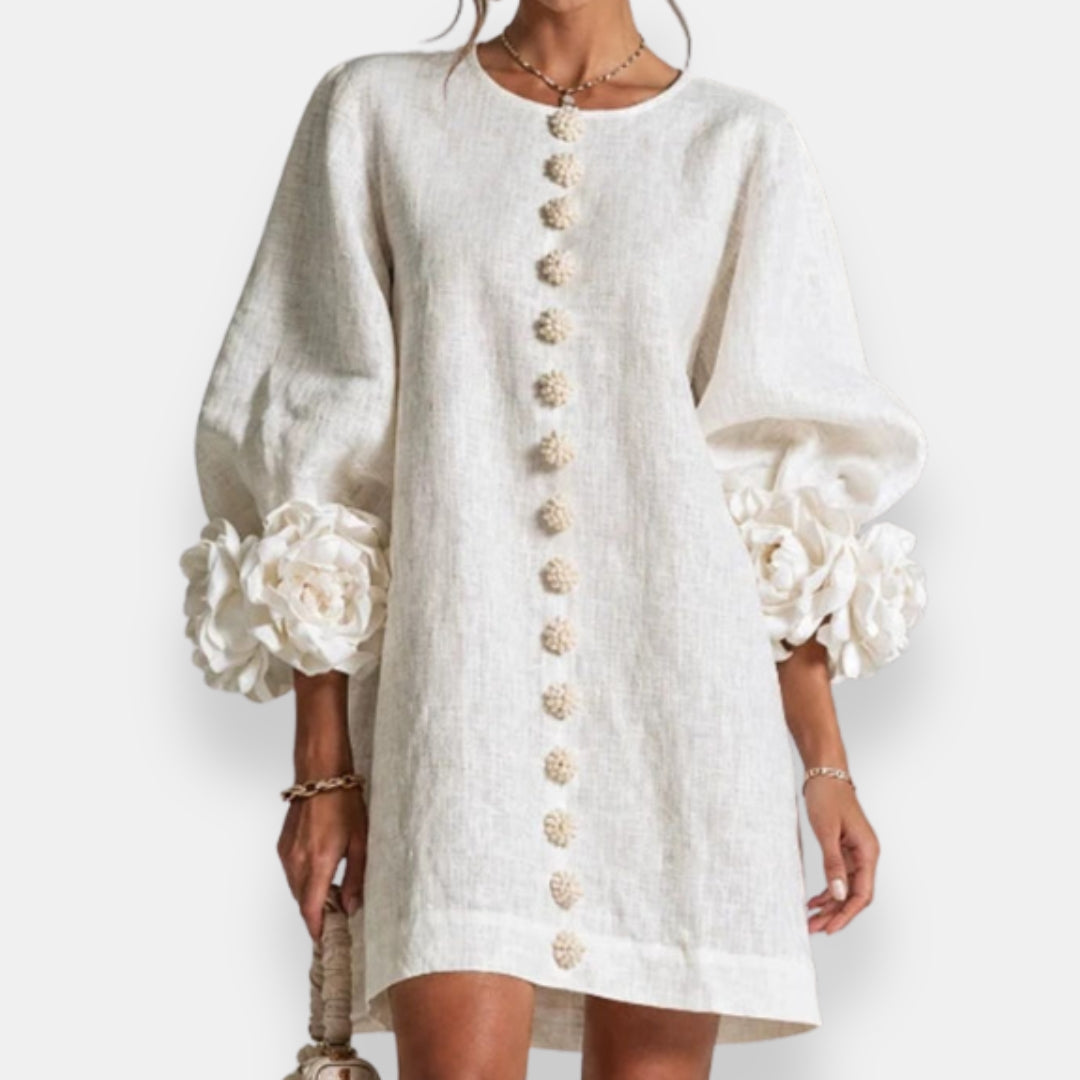 Mariela | Elegante vestido floral con relieve texturizado