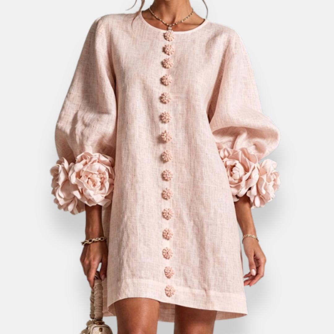 Mariela | Elegante vestido floral con relieve texturizado