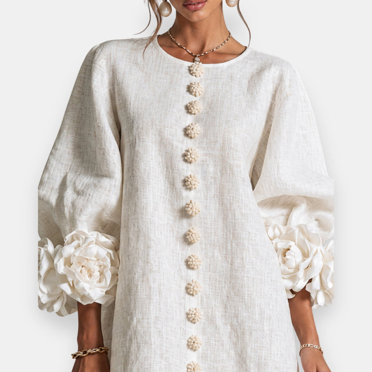 Mariela | Elegante vestido floral con relieve texturizado