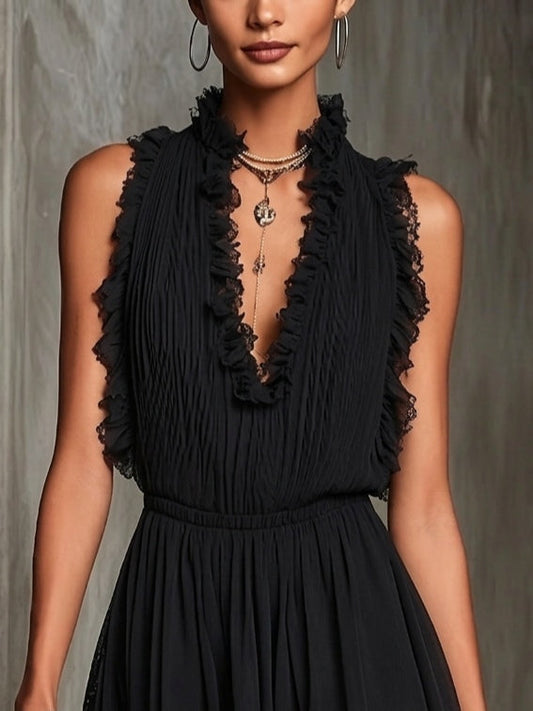 Beatriz | Mini mono negro con volantes