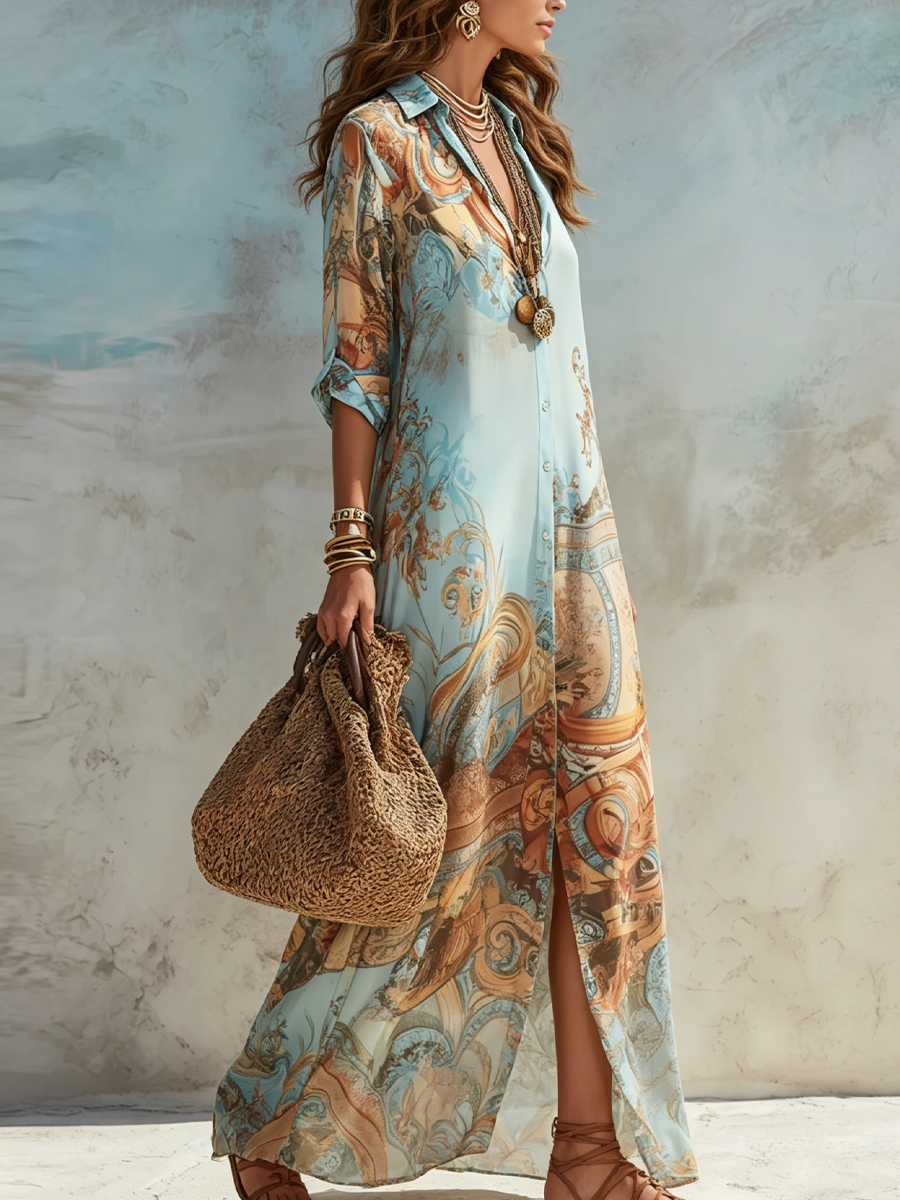 Nerea | Vestido tipo camisa Mediterráneo