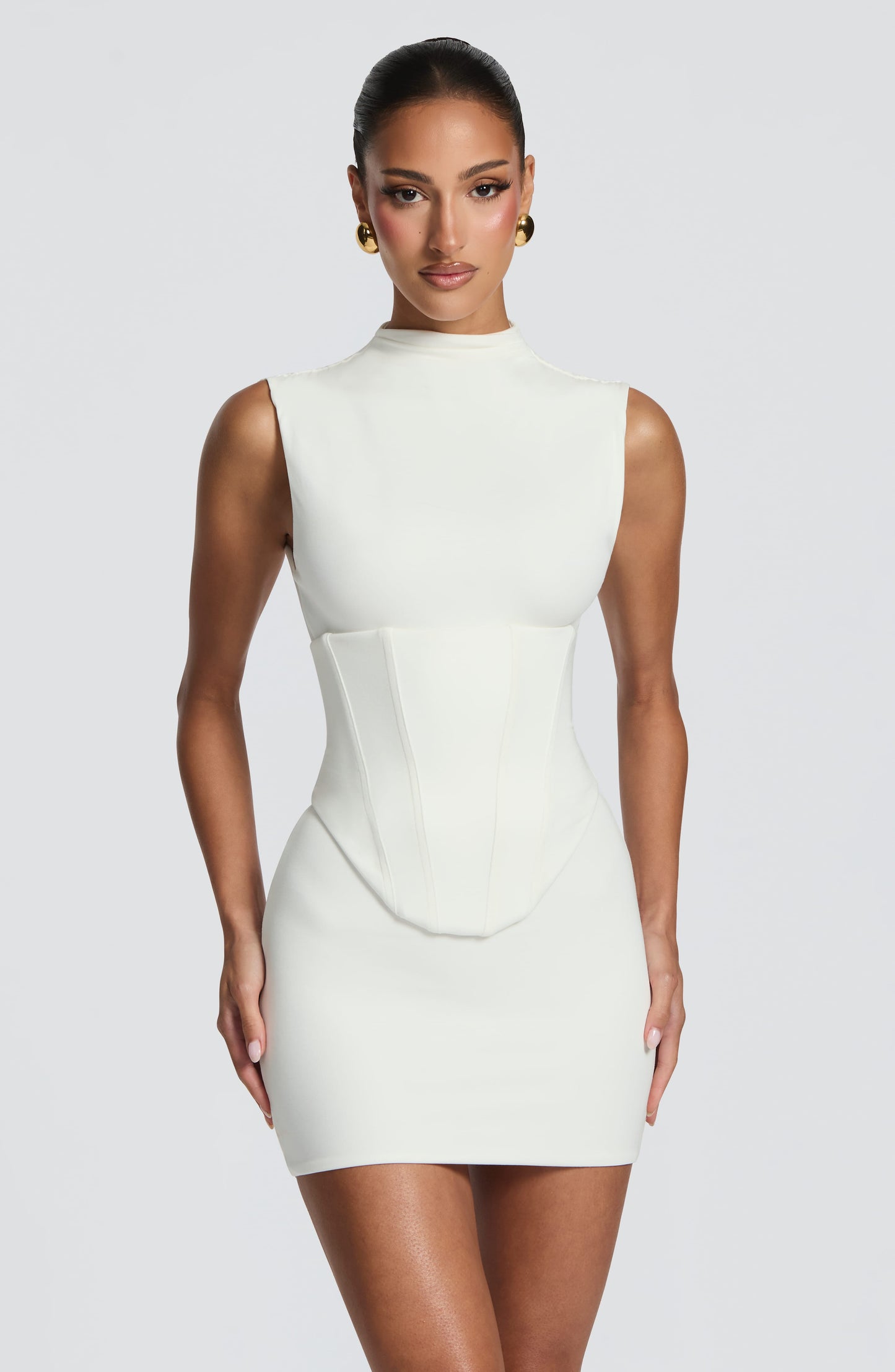 Martina | Vestido Efecto Corsé Blanco Marfil