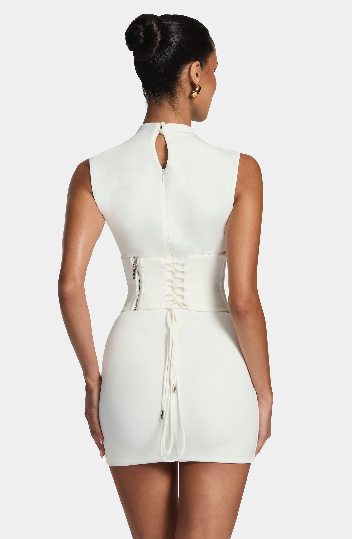 Martina | Vestido Efecto Corsé Blanco Marfil